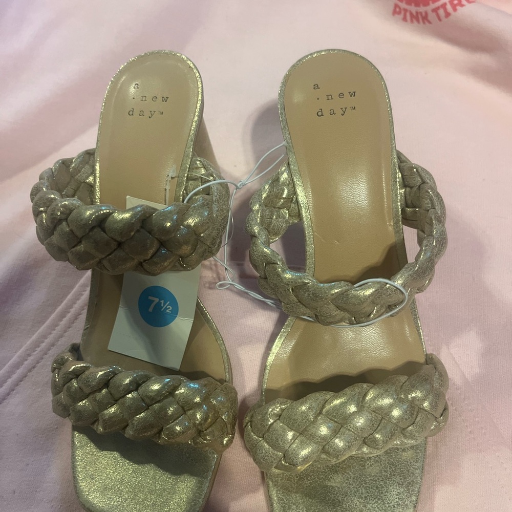 A New Day Women's Gold Braided heels